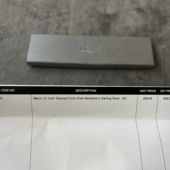 New Zales Men’s 10.1 mm Textures Curb Chain Necklace In Sterling Silver - 24” - Picture 2 of 5